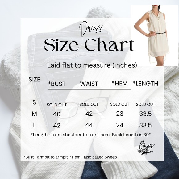 Grifflin Paris Women's Shirtdress Cream Beige Size Medium Large Hi-Low Belted - Picture 2 of 9